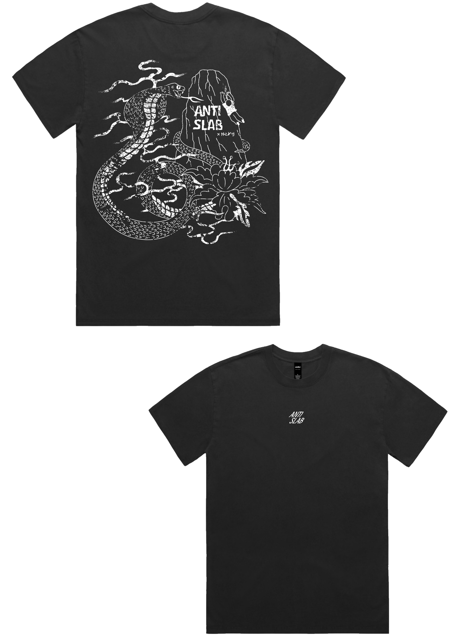 HEKY-ANTISLAB SNAKE TEE - FADED BLACK